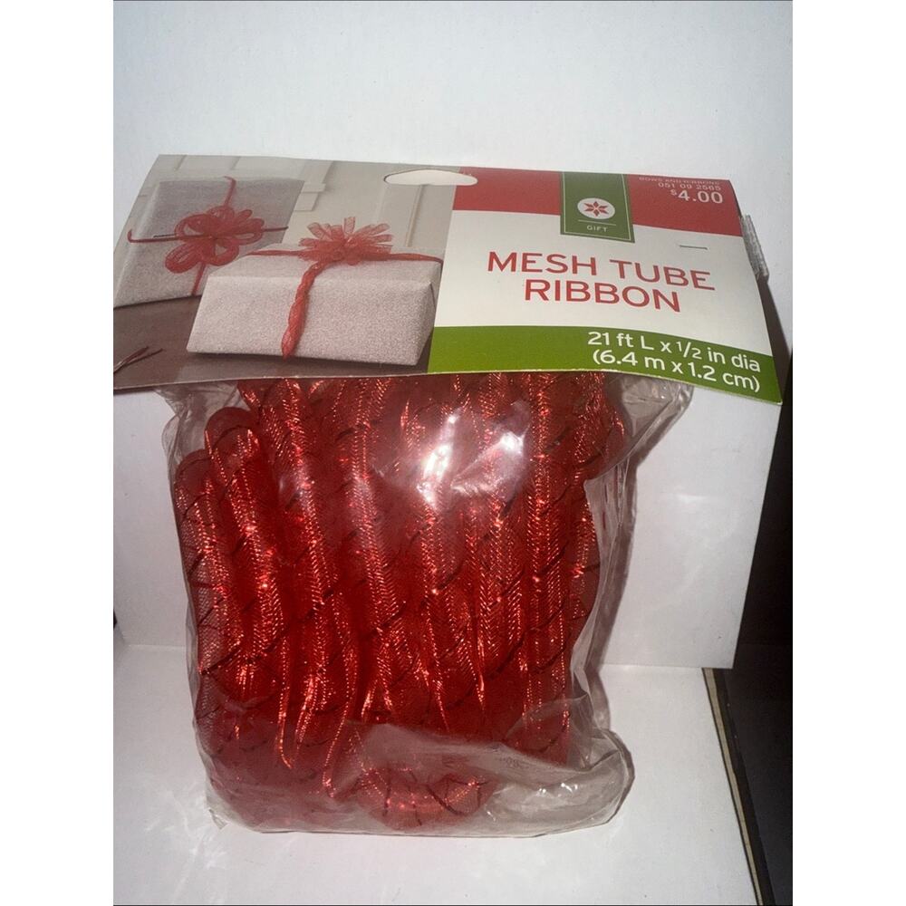 Target Red Mesh Tube Ribbon - Picture 2 of 4